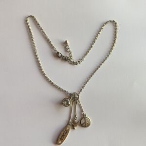 Gold Peace Charm Necklace